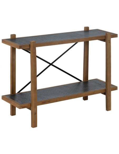 Étagère 2 niveaux en Bois de Xylosma Noir Naturel Métal Noir Oslo - 1