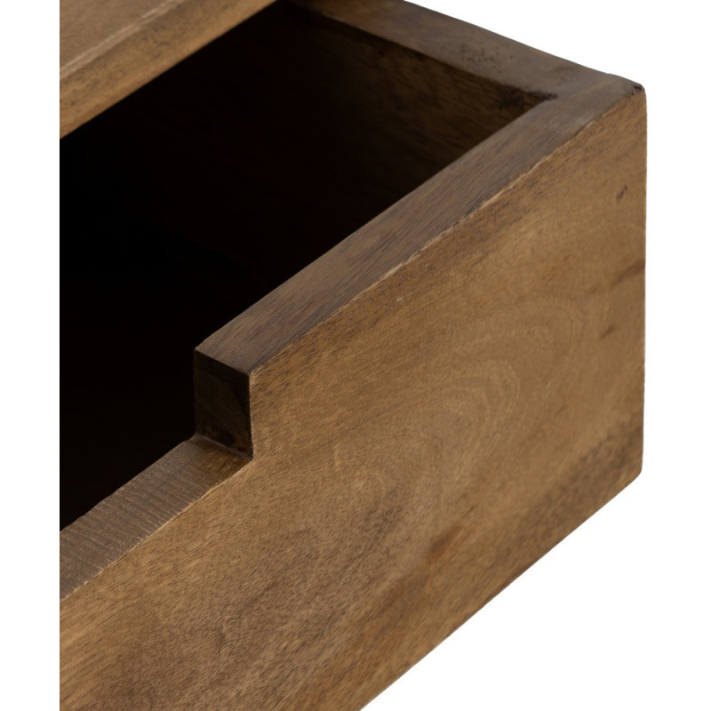 Petit Chevet mural flottant 1 tiroir 1 étagère en Bois de manguier Miel Edian (Lot de 2) - 4