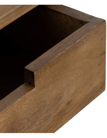 Petit Chevet mural flottant 1 tiroir 1 étagère en Bois de manguier Miel Edian (Lot de 2) - 4