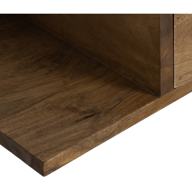 Petit Chevet mural flottant 1 tiroir 1 étagère en Bois de manguier Miel Edian (Lot de 2) - 5