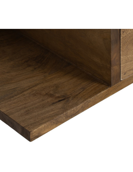 Petit Chevet mural flottant 1 tiroir 1 étagère en Bois de manguier Miel Edian (Lot de 2) - 5