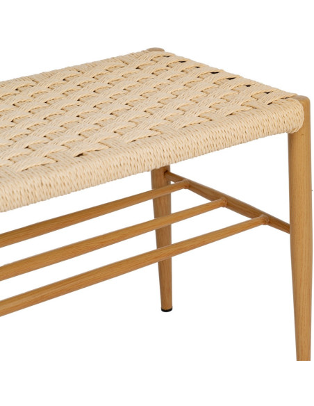 Banc d’entrée corde tressée et métal naturel 100 cm Xove Ixia - 4