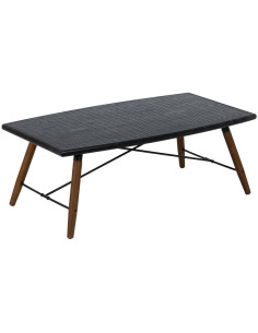 Table basse Rectangulaire en Bois de Xylosma Noir Naturel Métal Noir Oslo - 1