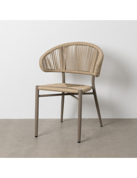 Chaise de jardin moderne en Rotin polyéthylène Naturel Tressé Métal Gris Unia (Lot de 2) - 2