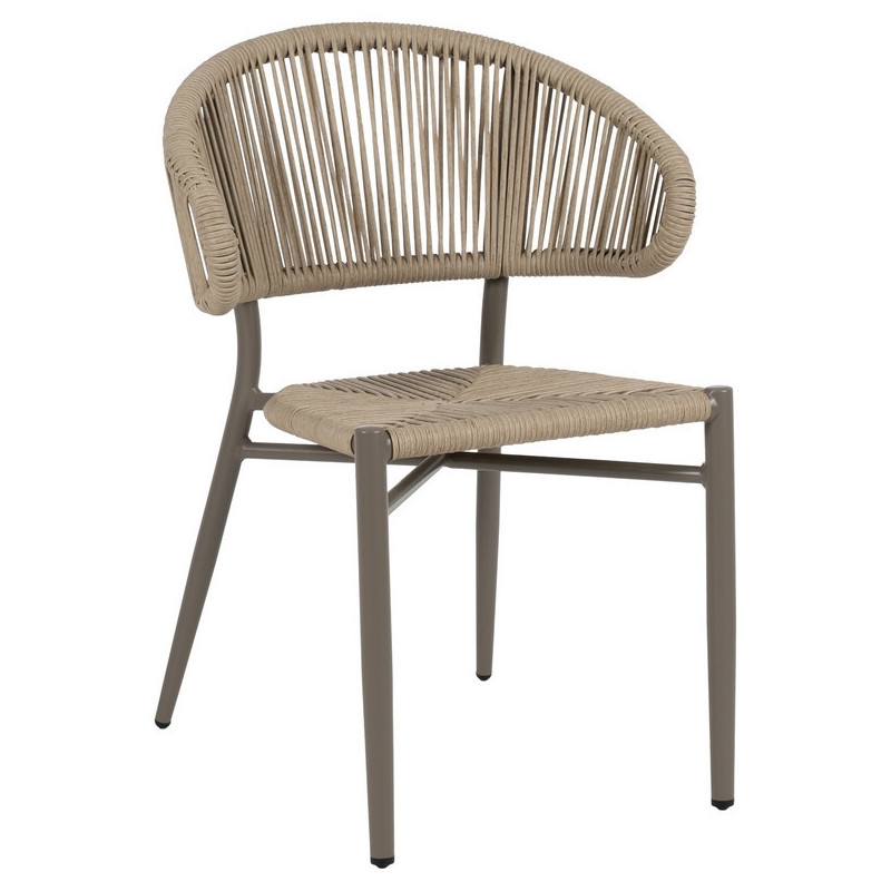 Chaise de jardin moderne en Rotin polyéthylène Naturel Tressé Métal Gris Unia (Lot de 2) - 1