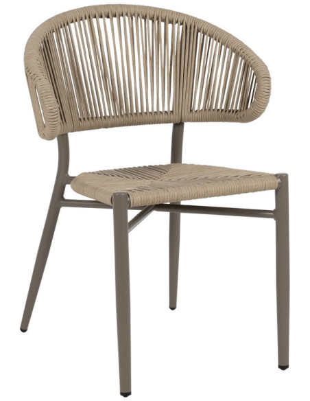 Chaise de jardin moderne en Rotin polyéthylène Naturel Tressé Métal Gris Unia (Lot de 2) - 1