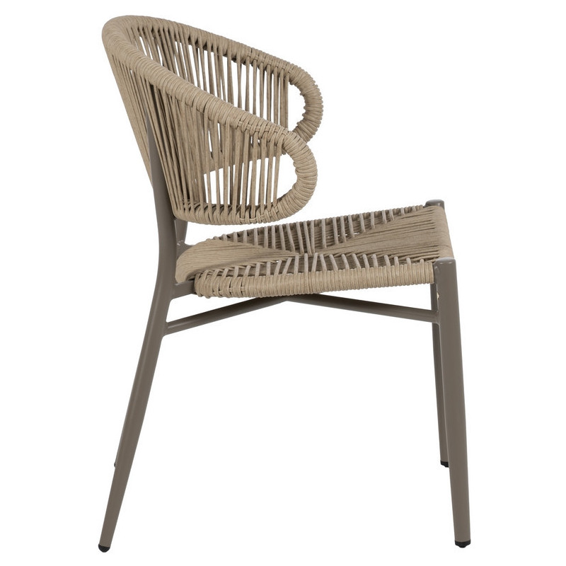 Chaise de jardin moderne en Rotin polyéthylène Naturel Tressé Métal Gris Unia (Lot de 2) - 3