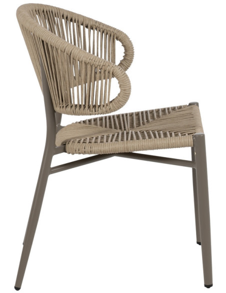 Chaise de jardin moderne en Rotin polyéthylène Naturel Tressé Métal Gris Unia (Lot de 2) - 3