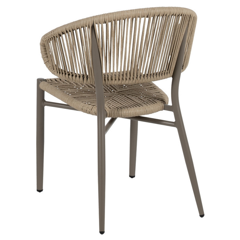 Chaise de jardin moderne en Rotin polyéthylène Naturel Tressé Métal Gris Unia (Lot de 2) - 4