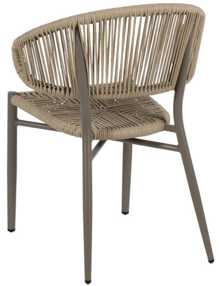 Chaise de jardin moderne en Rotin polyéthylène Naturel Tressé Métal Gris Unia (Lot de 2) - 4