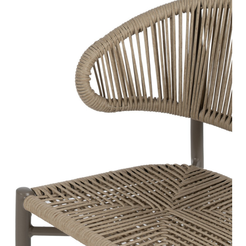 Chaise de jardin moderne en Rotin polyéthylène Naturel Tressé Métal Gris Unia (Lot de 2) - 5