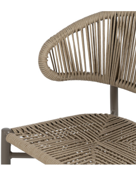 Chaise de jardin moderne en Rotin polyéthylène Naturel Tressé Métal Gris Unia (Lot de 2) - 5