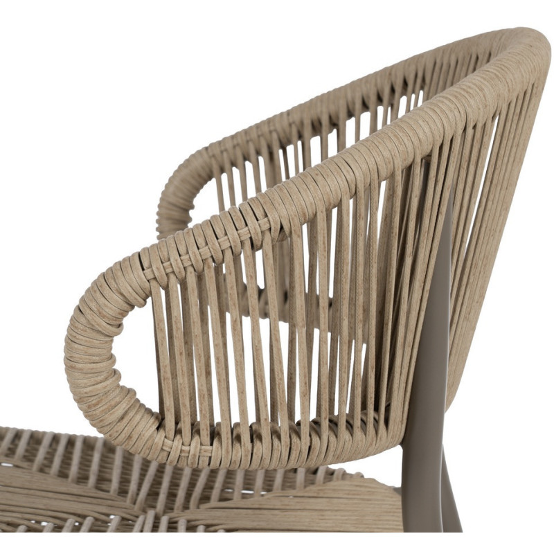 Chaise de jardin moderne en Rotin polyéthylène Naturel Tressé Métal Gris Unia (Lot de 2) - 6