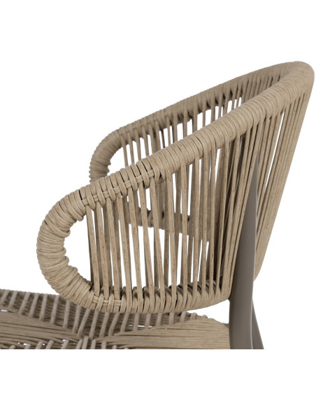 Chaise de jardin moderne en Rotin polyéthylène Naturel Tressé Métal Gris Unia (Lot de 2) - 6