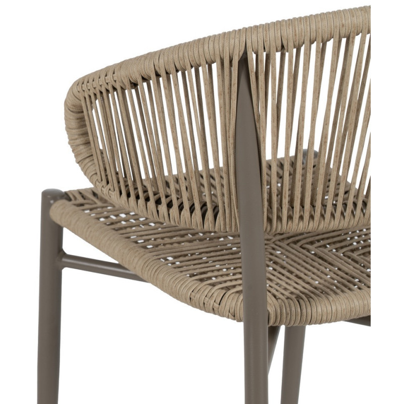 Chaise de jardin moderne en Rotin polyéthylène Naturel Tressé Métal Gris Unia (Lot de 2) - 9