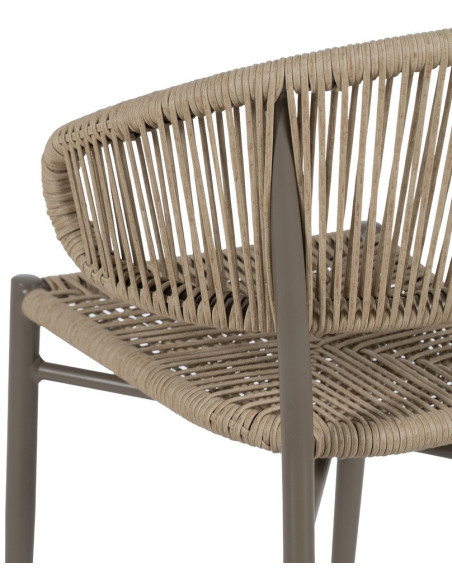 Chaise de jardin moderne en Rotin polyéthylène Naturel Tressé Métal Gris Unia (Lot de 2) - 9