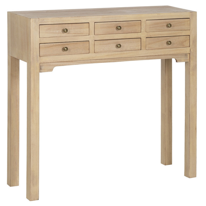 Console moderne Rectangulaire 6 tiroirs en Bois MDF Naturel Dania - 1