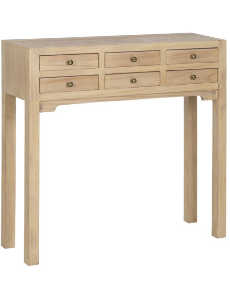 Console moderne Rectangulaire 6 tiroirs en Bois MDF Naturel Dania - 1