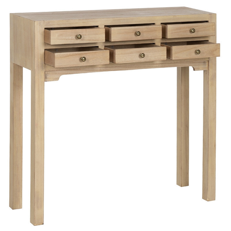 Console moderne Rectangulaire 6 tiroirs en Bois MDF Naturel Dania - 2