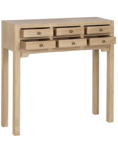 Console moderne Rectangulaire 6 tiroirs en Bois MDF Naturel Dania - 2