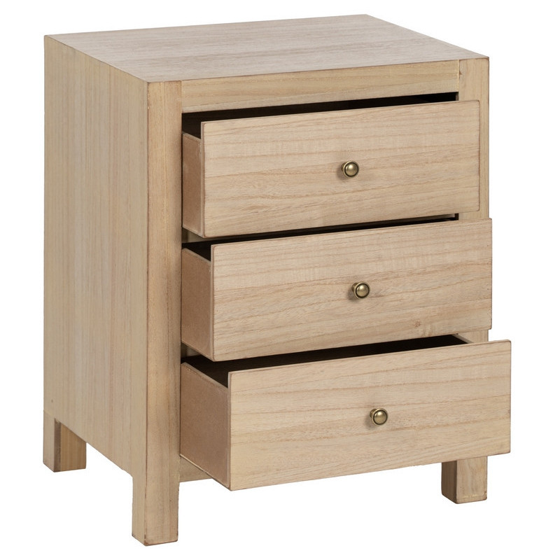 Chevet moderne 3 tiroirs en Bois MDF Naturel Dania - 2