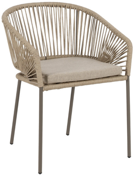 Fauteuil de table extérieur moderne en Rotin polyéthylène Naturel Tressé Métal Gris Garin (Lot de 2) - 9