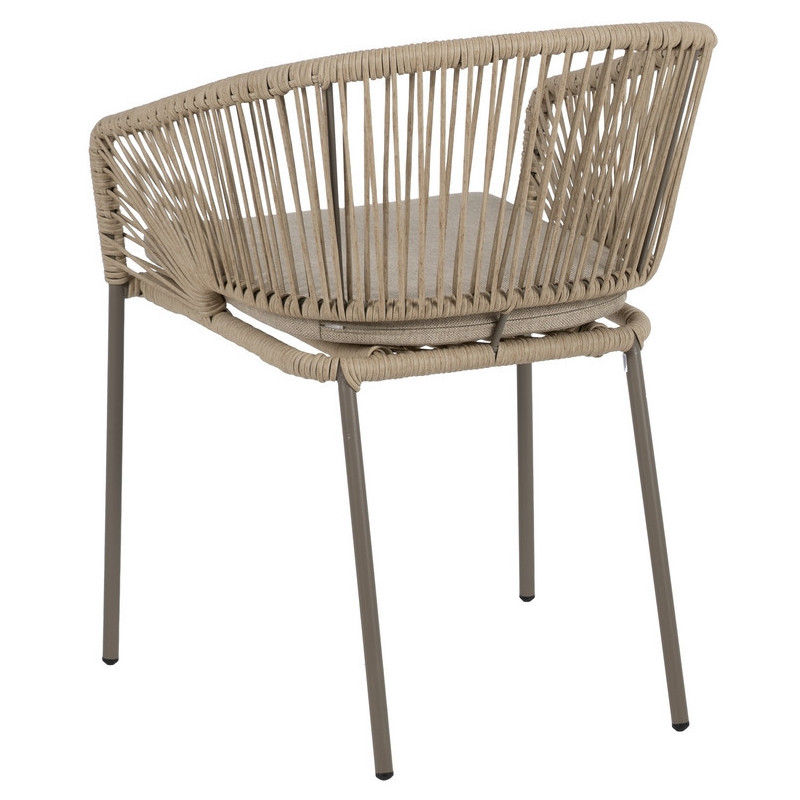 Fauteuil de table extérieur moderne en Rotin polyéthylène Naturel Tressé Métal Gris Garin (Lot de 2) - 4