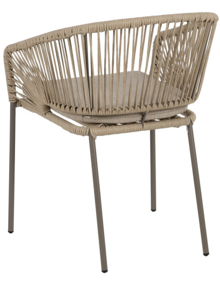 Fauteuil de table extérieur moderne en Rotin polyéthylène Naturel Tressé Métal Gris Garin (Lot de 2) - 4