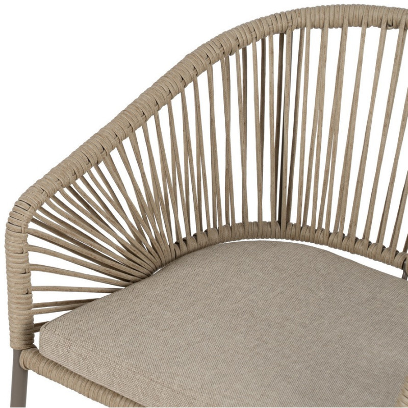 Fauteuil de table extérieur moderne en Rotin polyéthylène Naturel Tressé Métal Gris Garin (Lot de 2) - 5