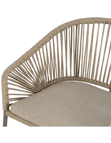 Fauteuil de table extérieur moderne en Rotin polyéthylène Naturel Tressé Métal Gris Garin (Lot de 2) - 5