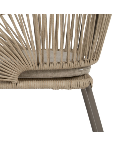 Fauteuil de table extérieur moderne en Rotin polyéthylène Naturel Tressé Métal Gris Garin (Lot de 2) - 6