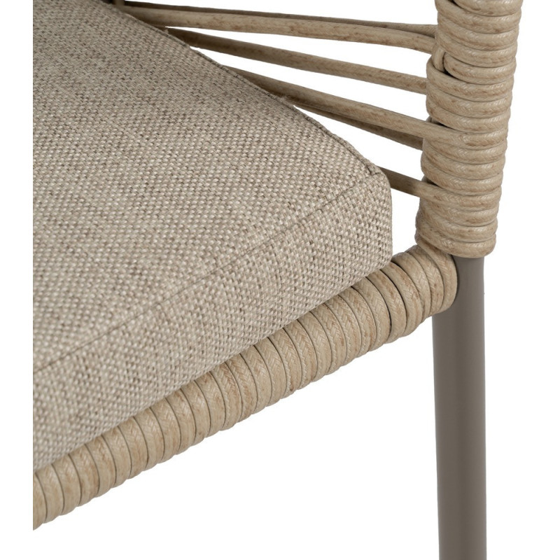 Fauteuil de table extérieur moderne en Rotin polyéthylène Naturel Tressé Métal Gris Garin (Lot de 2) - 7