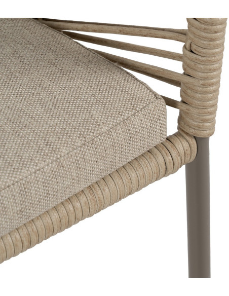 Fauteuil de table extérieur moderne en Rotin polyéthylène Naturel Tressé Métal Gris Garin (Lot de 2) - 7