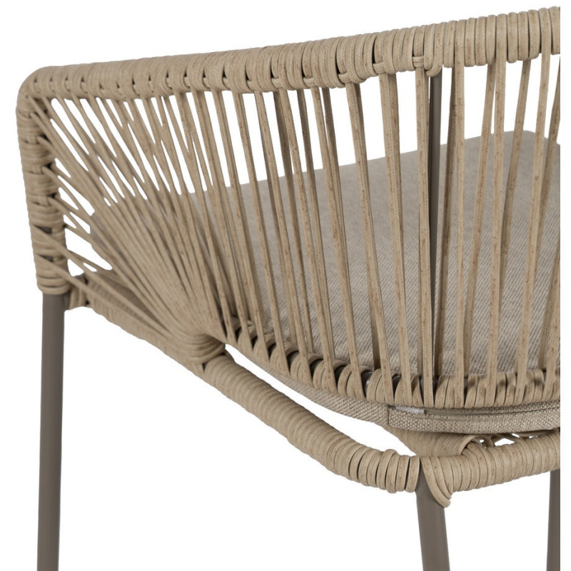 Fauteuil de table extérieur moderne en Rotin polyéthylène Naturel Tressé Métal Gris Garin (Lot de 2) - 8