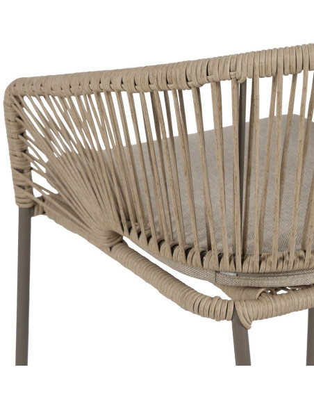 Fauteuil de table extérieur moderne en Rotin polyéthylène Naturel Tressé Métal Gris Garin (Lot de 2) - 8