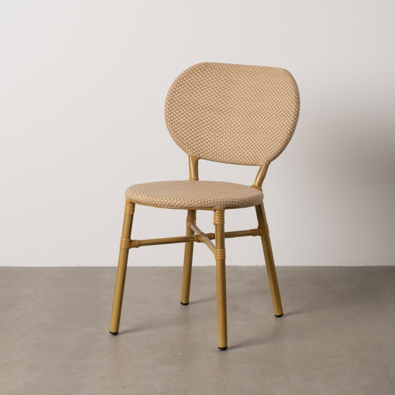 Chaise bistrot parisien en Métal Textilène Beige Wenda (Lot de 2) - 12