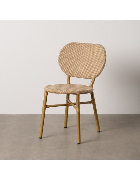 Chaise bistrot parisien en Métal Textilène Beige Wenda (Lot de 2) - 12