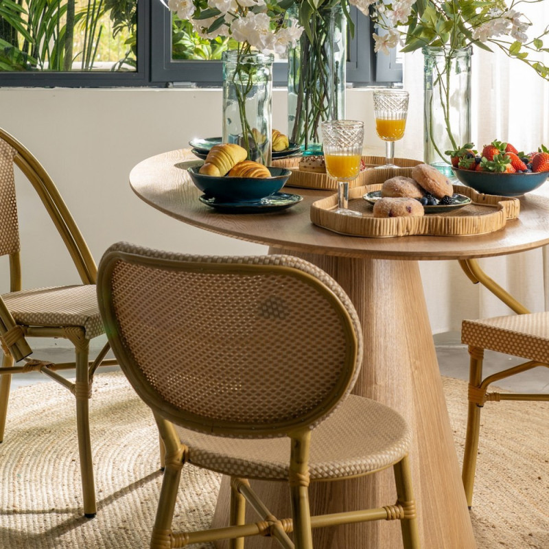 Chaise bistrot parisien en Métal Textilène Beige Wenda (Lot de 2) - 2