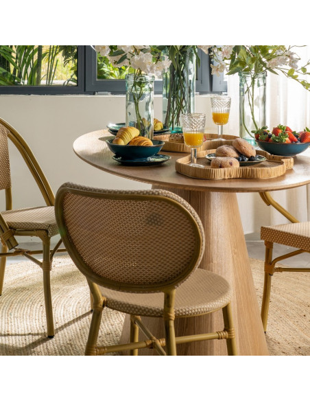 Chaise bistrot parisien en Métal Textilène Beige Wenda (Lot de 2) - 2