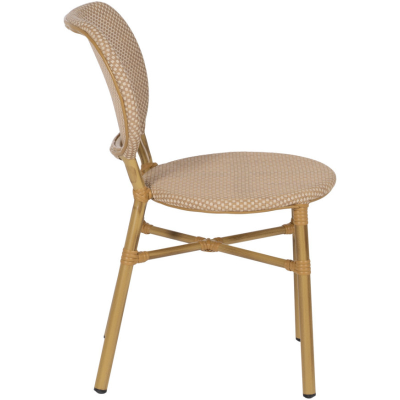 Chaise bistrot parisien en Métal Textilène Beige Wenda (Lot de 2) - 3
