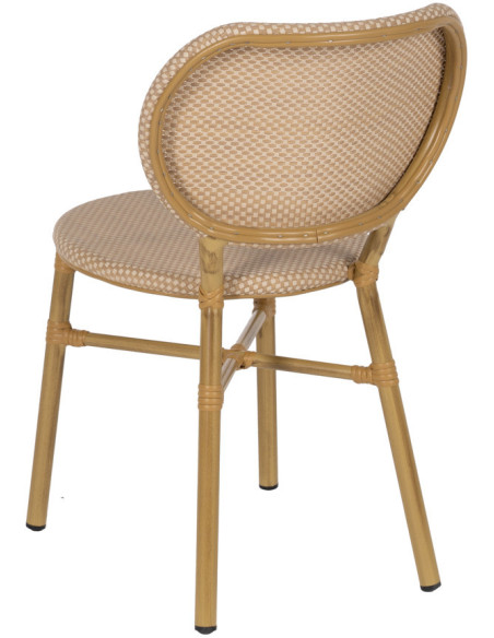 Chaise bistrot parisien en Métal Textilène Beige Wenda (Lot de 2) - 4