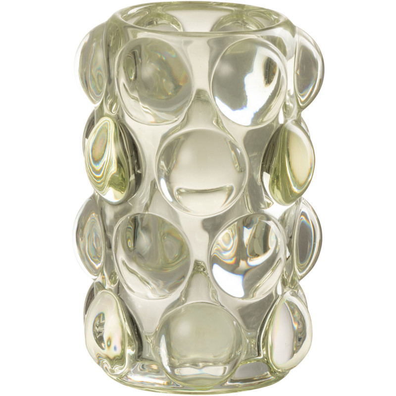 Photophore moderne boules relief en verre vert 12 cm - 1