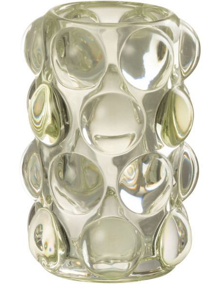 Photophore moderne boules relief en verre vert 12 cm - 1