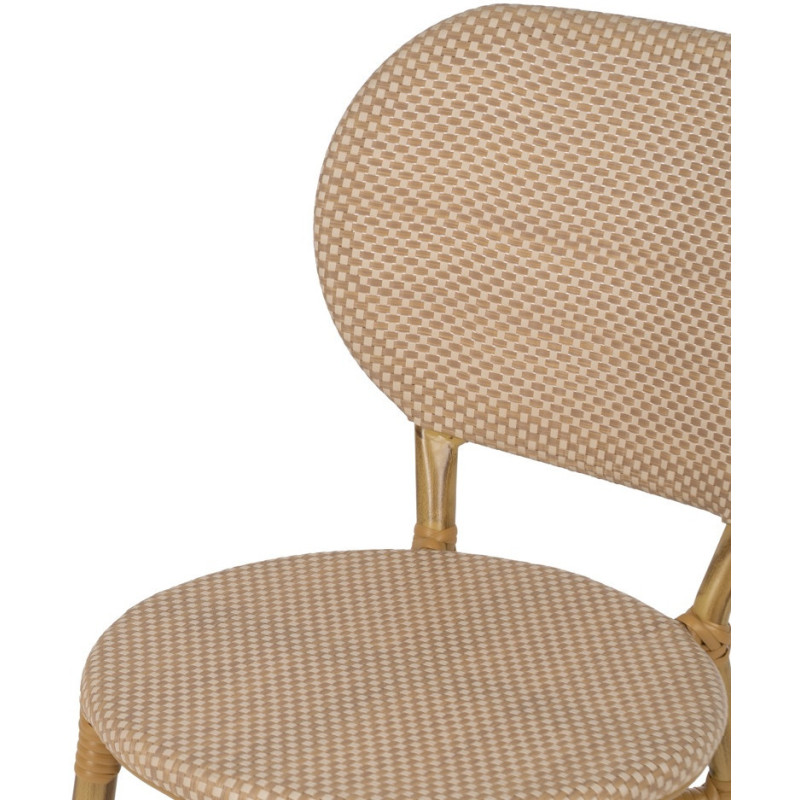 Chaise bistrot parisien en Métal Textilène Beige Wenda (Lot de 2) - 6