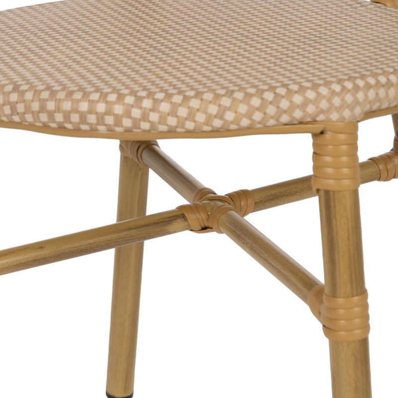 Chaise bistrot parisien en Métal Textilène Beige Wenda (Lot de 2) - 8