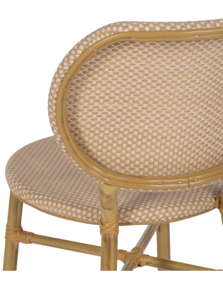 Chaise bistrot parisien en Métal Textilène Beige Wenda (Lot de 2) - 10
