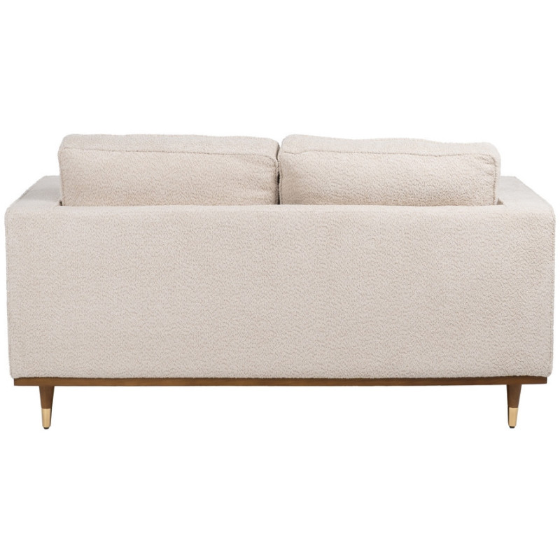 Canapé moderne bouclette Droit 2 places en Tissu Beige Bouclé Bois d'hévéa Bois MDF Marron Métal Doré Guido - 4