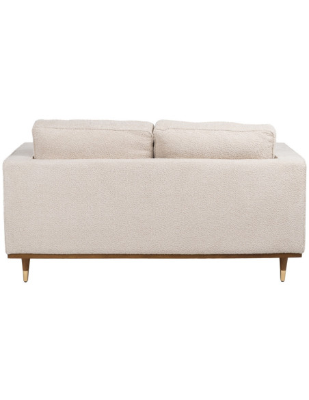 Canapé moderne bouclette Droit 2 places en Tissu Beige Bouclé Bois d'hévéa Bois MDF Marron Métal Doré Guido - 4