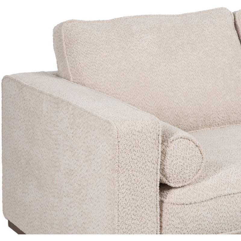 Canapé moderne bouclette Droit 2 places en Tissu Beige Bouclé Bois d'hévéa Bois MDF Marron Métal Doré Guido - 5