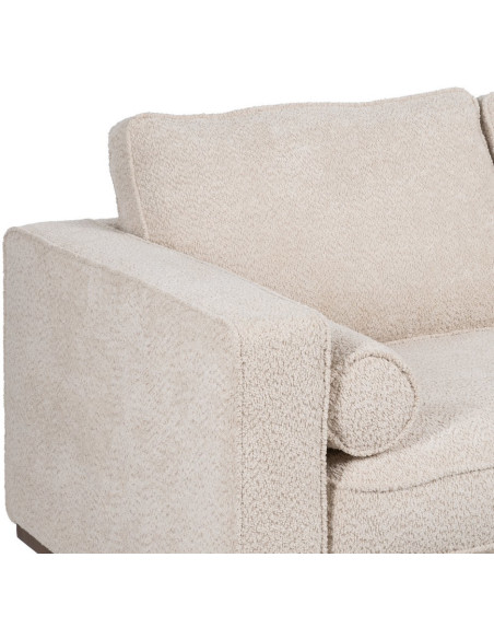 Canapé moderne bouclette Droit 2 places en Tissu Beige Bouclé Bois d'hévéa Bois MDF Marron Métal Doré Guido - 5
